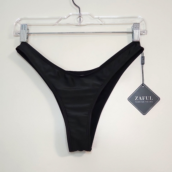 ZAFUL Black Cheeky Bikini Bottoms, Size S ~ NWT - Picture 3 of 8